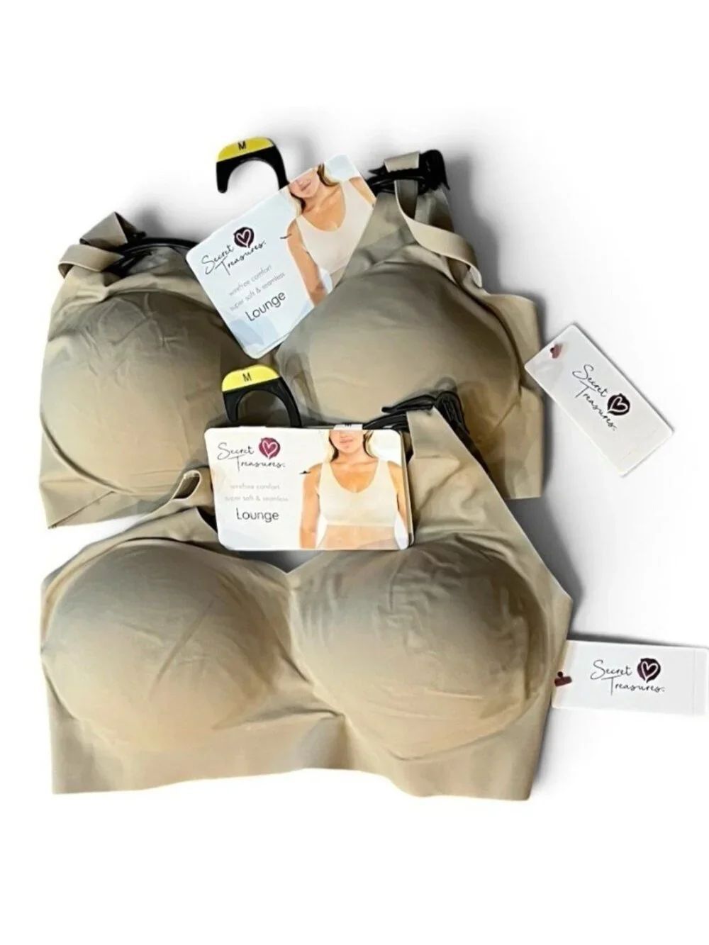 Secret Treasures Medium Seamless Wirefree Comfy Bra Soft Adjustable Lot of 2 NWT